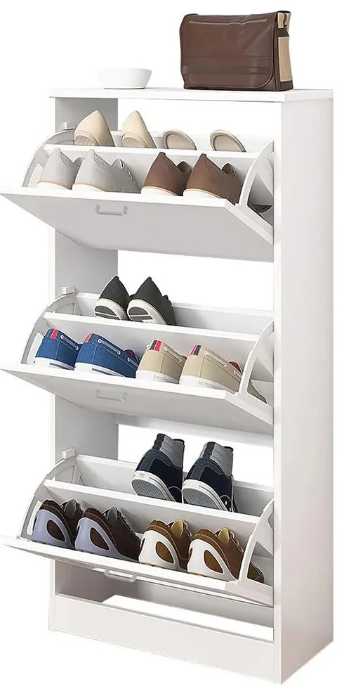 Dulap pantofar din 3 piese, alb