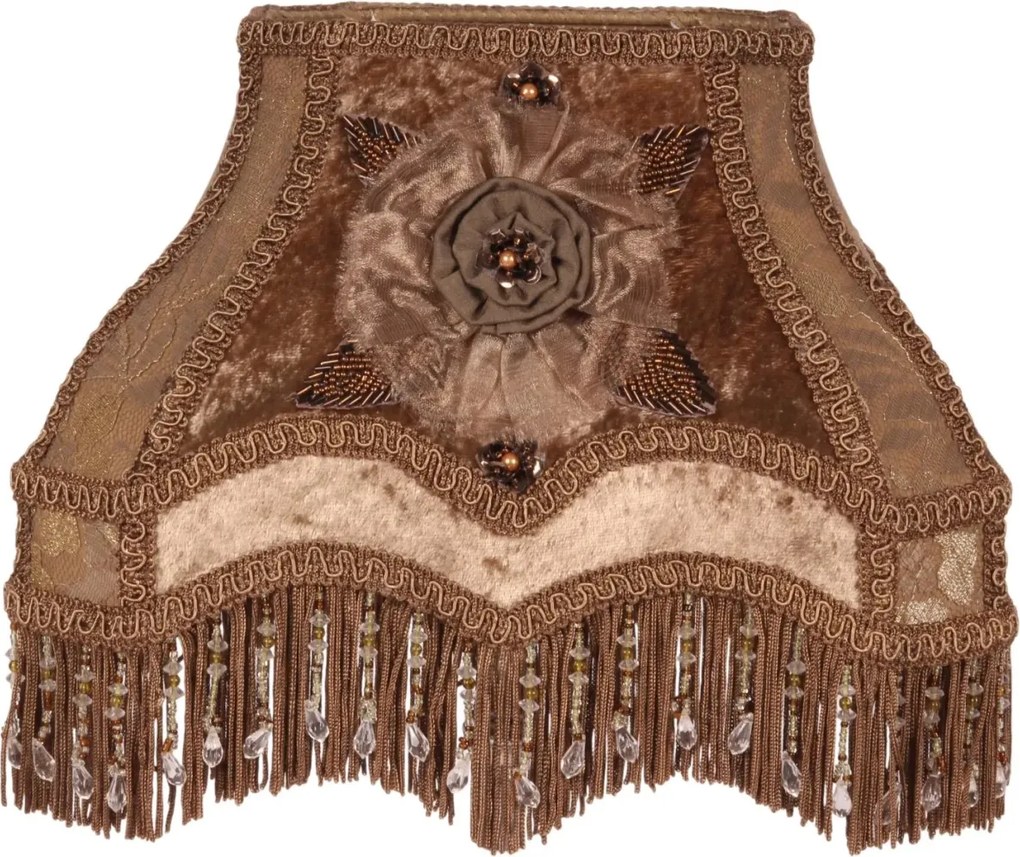 Abajur din textil, maro, formă dreptunghiulară, 17 x 22 x 18 cm, „Victoria”