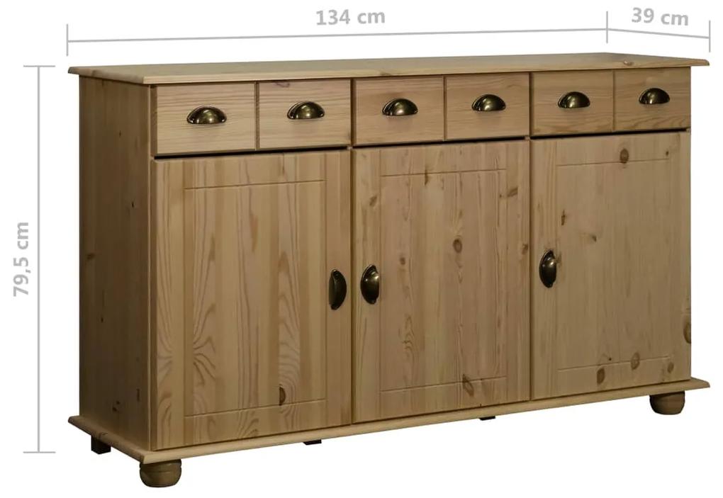 Servanta, 134x39x79,5 cm, lemn masiv de pin 1, Maro