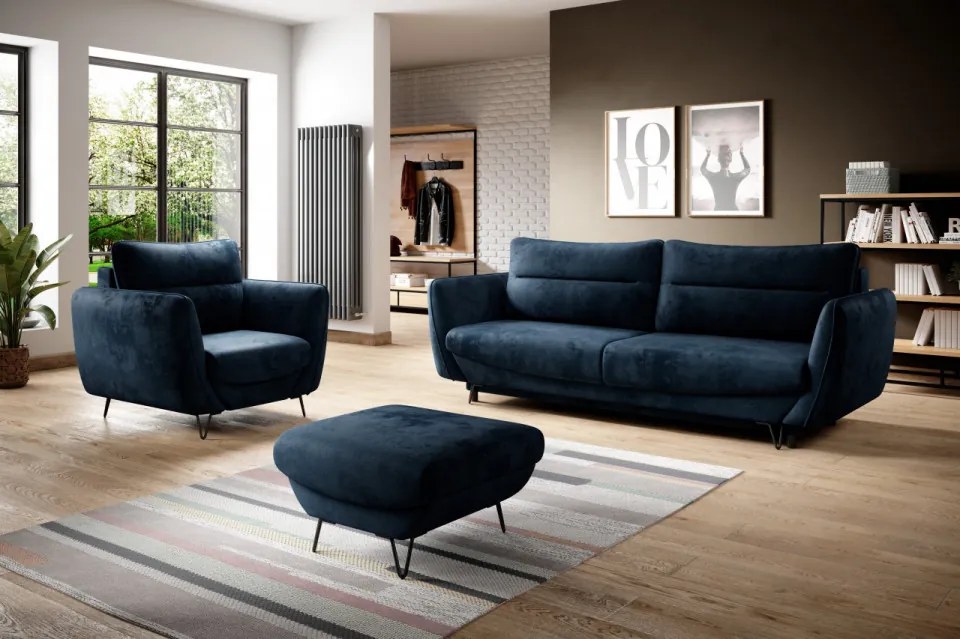 Set canapea extensibila, fotoliu si taburet, Silva S02, Eltap (Culoare: Roz inchis / Lukso 24)