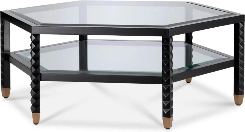 Masuta de Cafea Design LUX, Lemn, Negru, Sticla, Cornelius