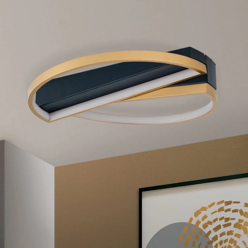 Plafoniera LED moderna design circular OLGA negru/auriu