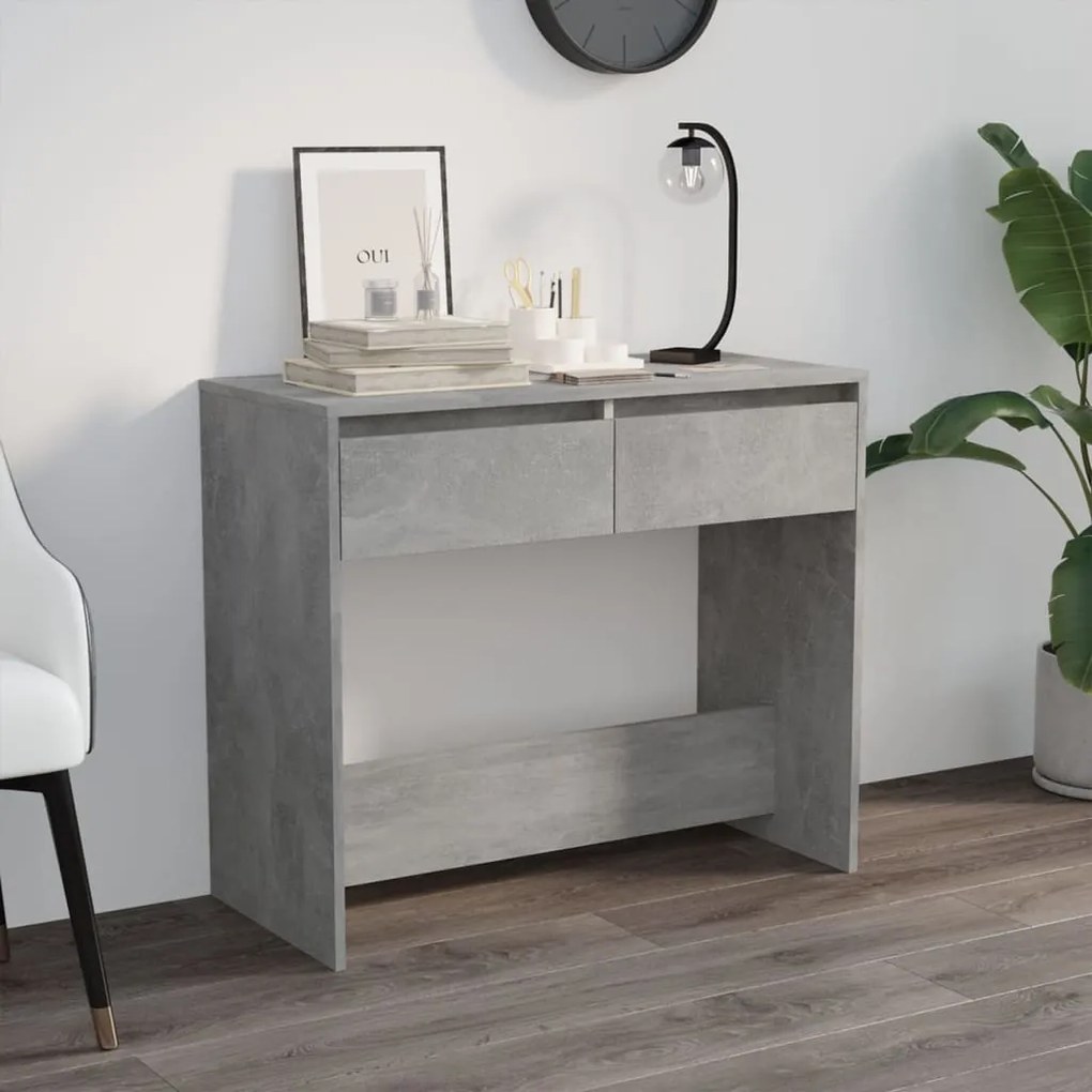 vidaXL Masă consolă, gri beton, 89x41x76,5 cm, oțel