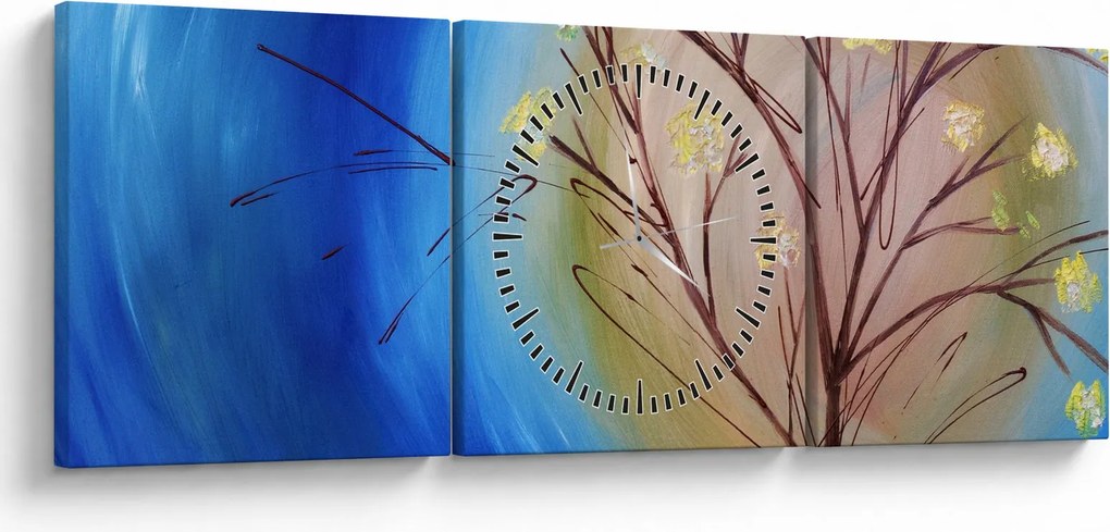 Tablou - Copac în fața soarelui (cu ceas) (90x30 cm)