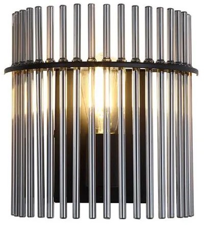 Aplica de perete metal negru, tije din sticla Swizzle