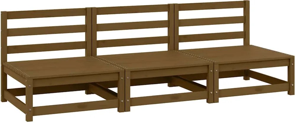 vidaXL Canapele de mijloc de grădină 3 buc. maro miere lemn masiv pin