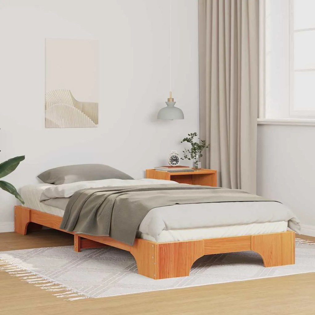 vidaXL Cadru de pat de podea cu depozitare Maro 80 x 220 cm lemn