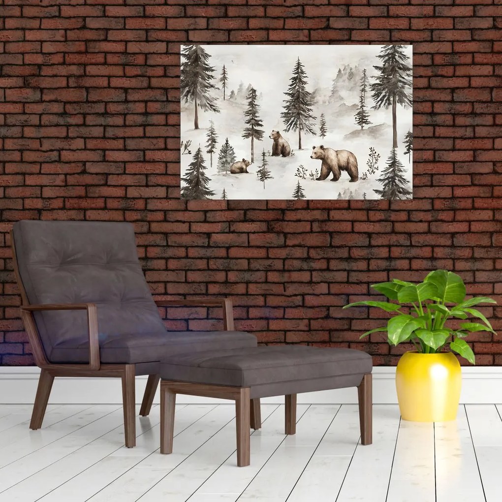 Tablou - Pădure cu Urși (90x60 cm)