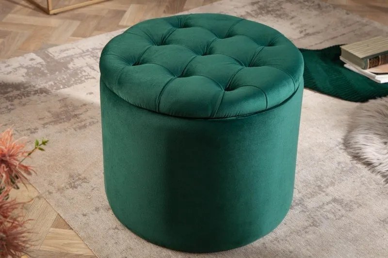 Taburete cu spatiu de depozitare Modern Barock 50cm, verde inchis