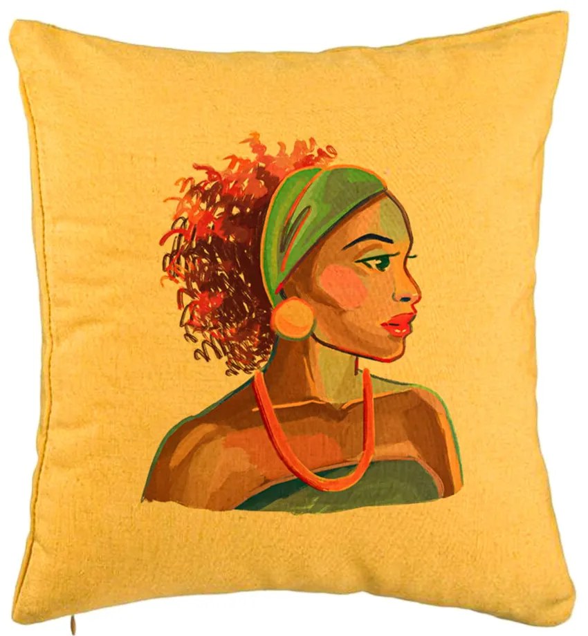 Perna Decorativa, Model Golden African, 40x40 cm, Galben, Husa Detasabila, Burduf