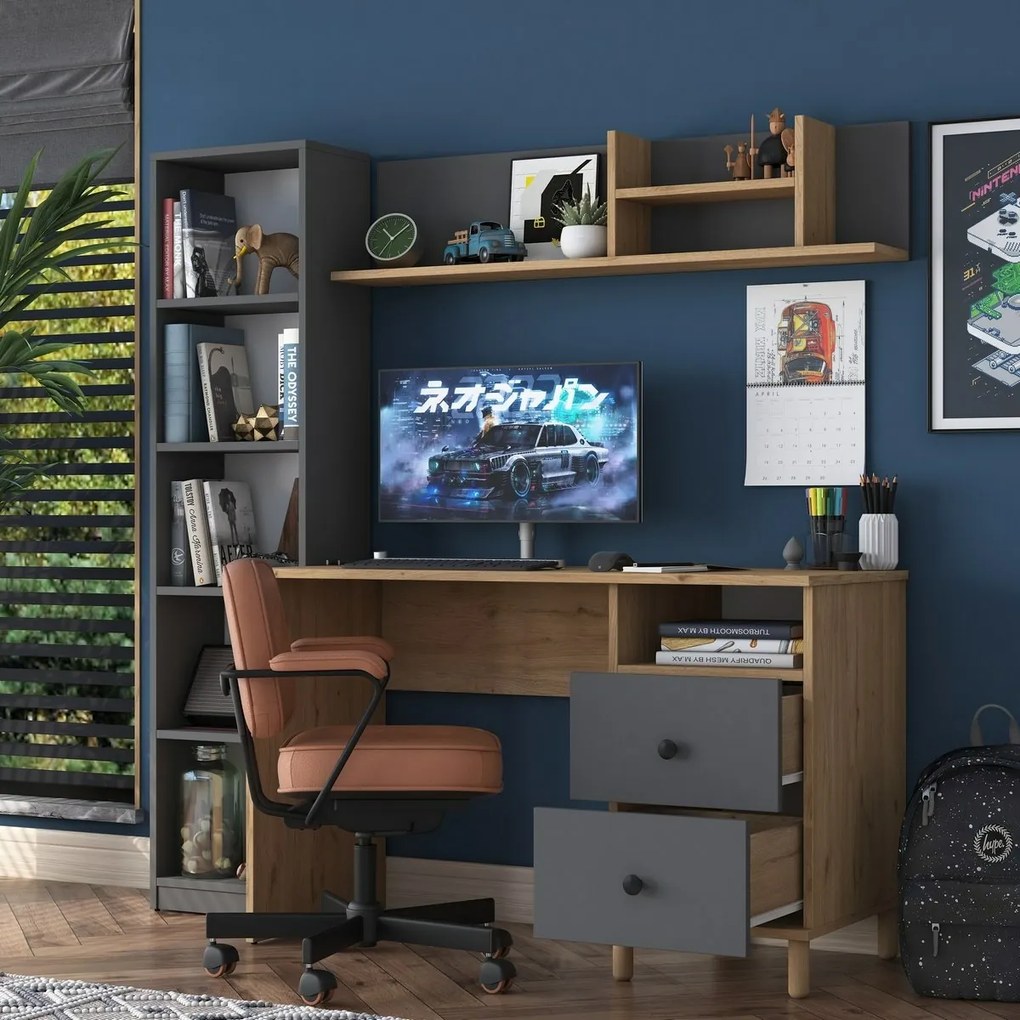 Birou Hapem Walnut și Antracit