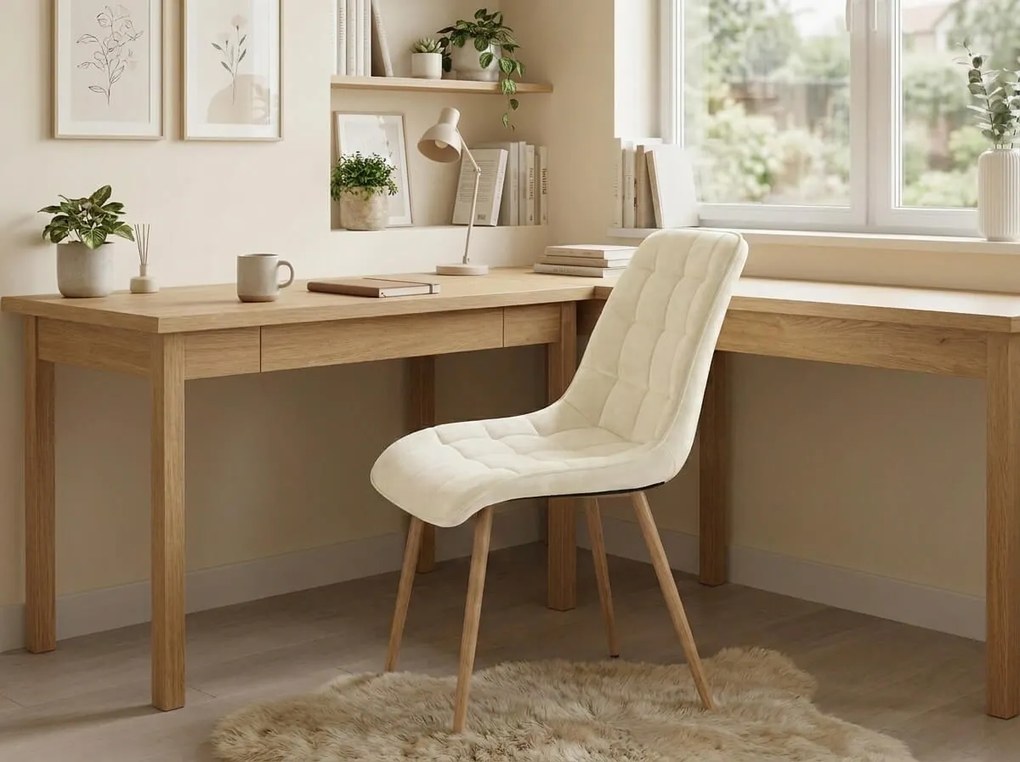 Scaun de masa SPLIT VELVET, bej deschis