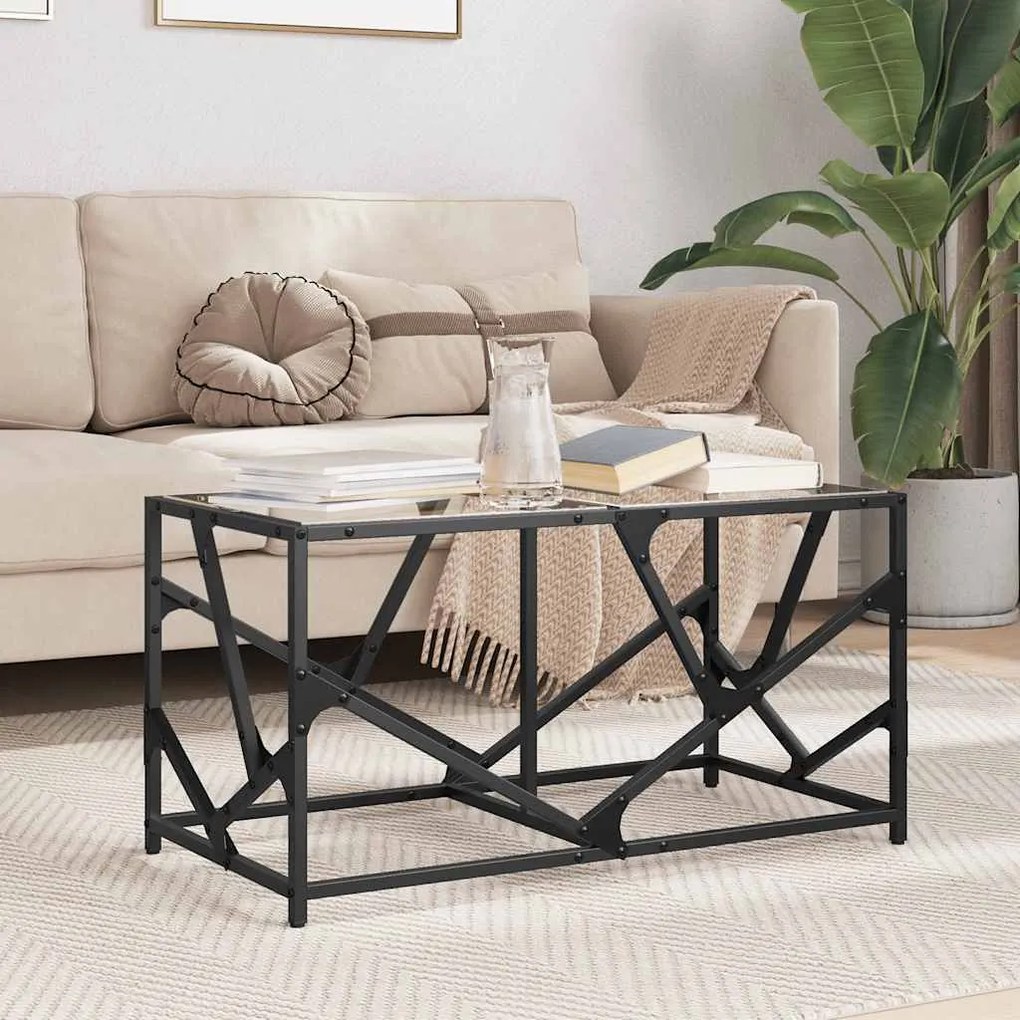vidaXL Măsuță de cafea blat din sticlă transparentă 78,5x40x41 cm oțel