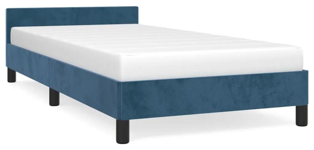 347553 vidaXL Cadru de pat cu tăblie, albastru închis, 90x200 cm, catifea