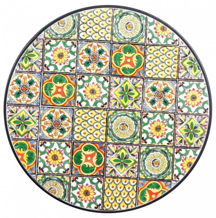 Masa de cafea pentru exterior multicolor din metal si ceramica, ∅ 60 cm, Naxos Bizzotto