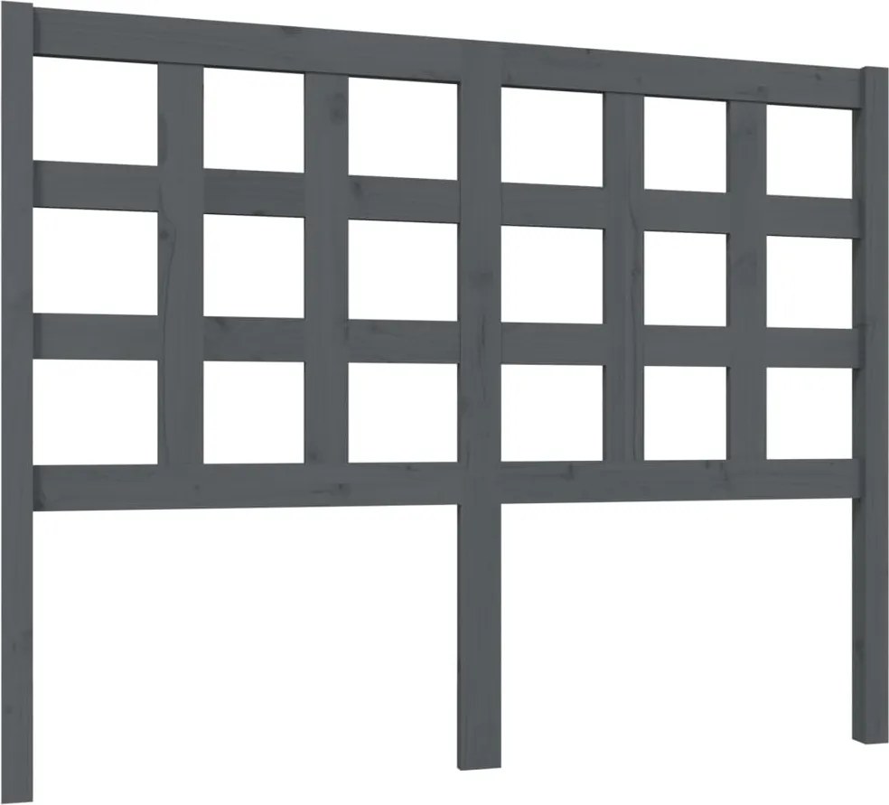 vidaXL Tăblie de pat, gri, 125,5x4x100 cm, lemn masiv de pin