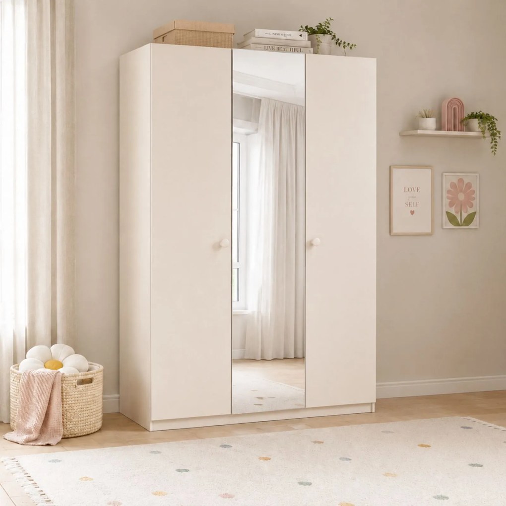 Dulap cu 3 uE i E i oglinda pentru camera copii ,   150x214x62 cm, colectia Varia
