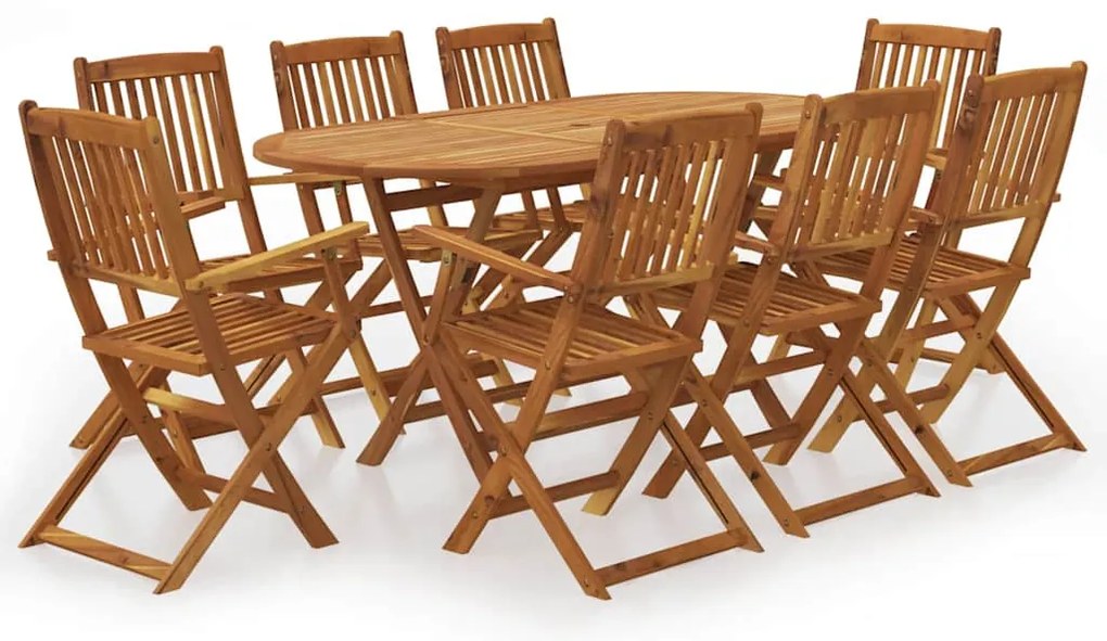 vidaXL Set mobilier de grădină pliabil, 9 piese, lemn masiv acacia