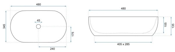 REA-U0416 - Lavoar pentru blat AMELIA 34,5 x 48 cm ceramică/alb lucios
