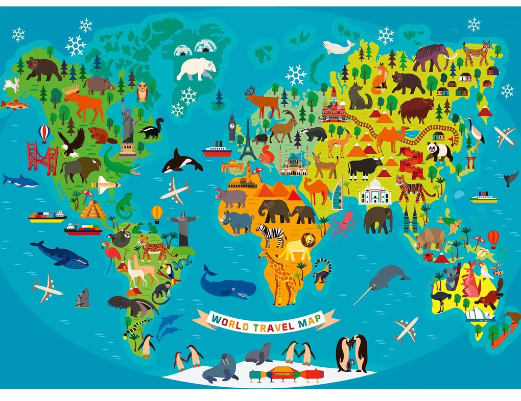 PUZZLE HARTA LUMII CU ANIMALE, 150 PIESE - RAVENSBURGER (RVSPC13287)