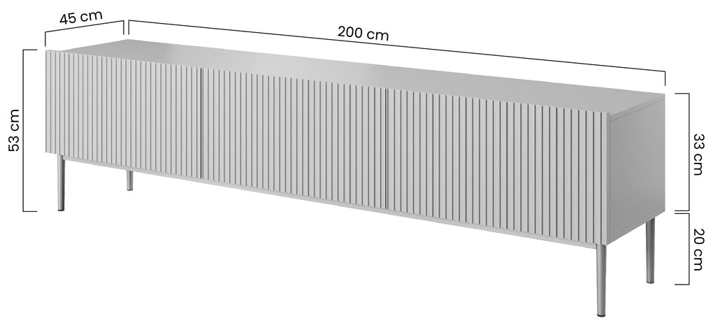 Comodă TV Nicole 200 cm - MDF roz antic / picioare negre