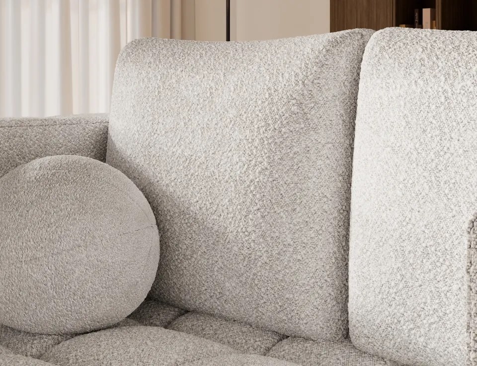 Canapea Kastol , alb bouclé extensibil, 137x71x74 cm – Royal 01