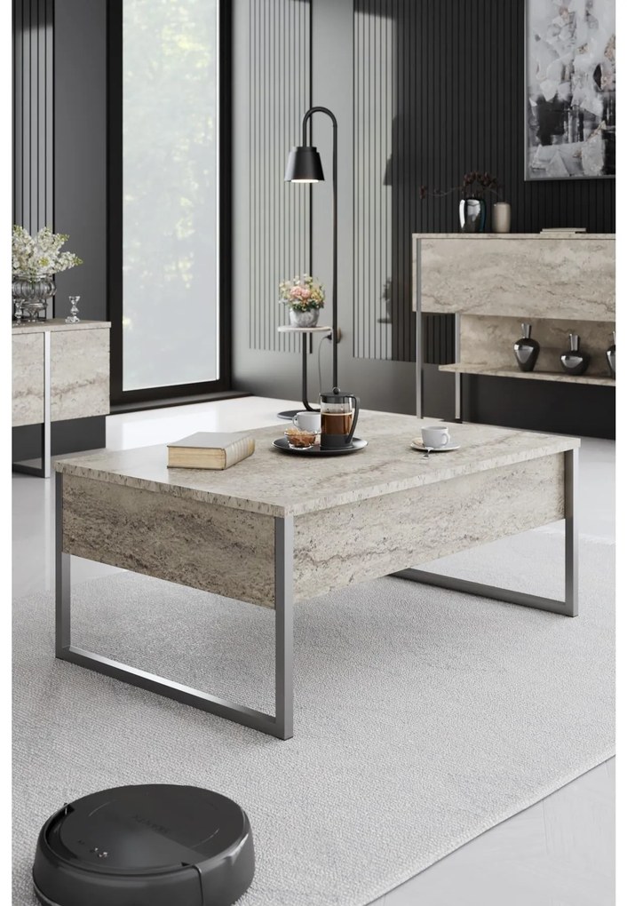 Mobilier living Luna set (Travertin + Argintiu) . 1102333