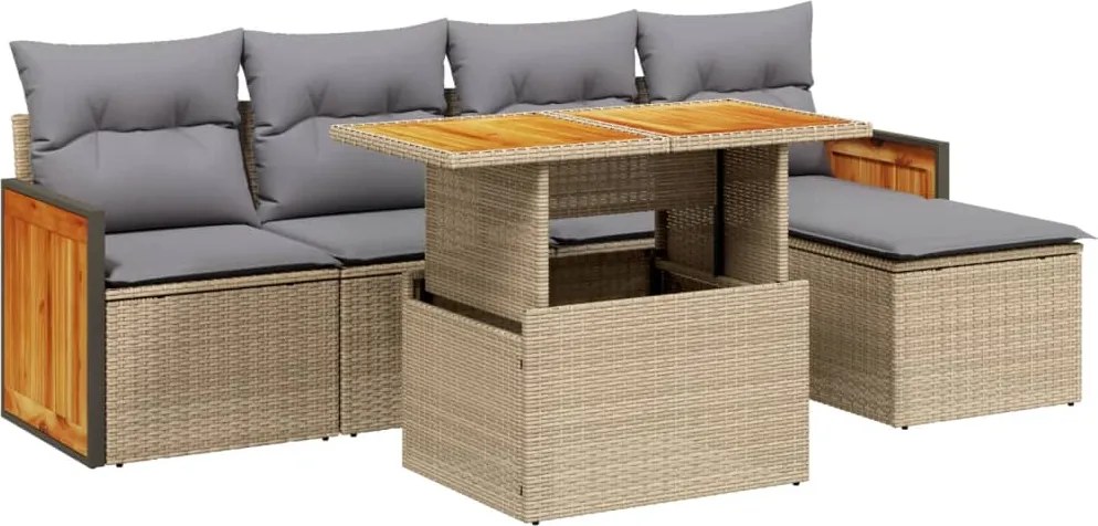 vidaXL Set canapele de grădină cu perne, 6 piese, bej, poliratan