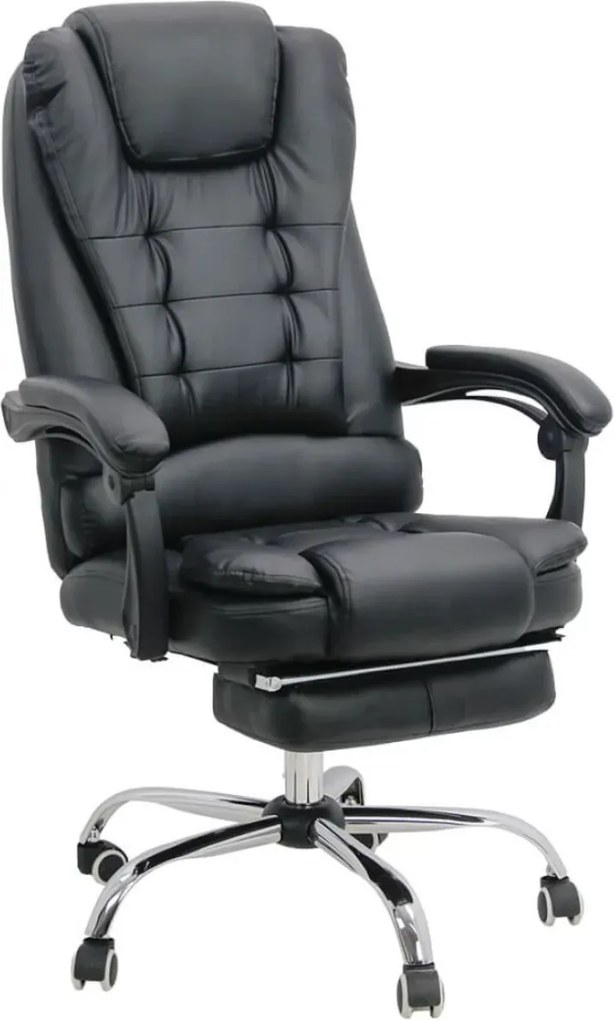 Scaun de birou EMPEROR, suport pentru picioare, recliner 135  , Piele ecologica, Negru