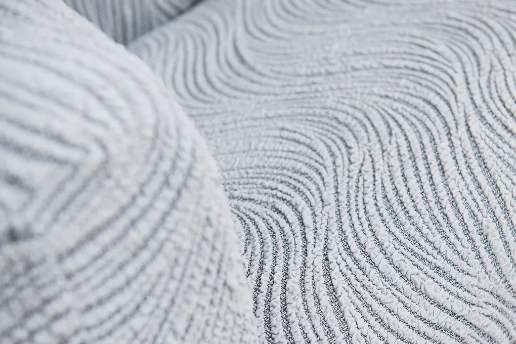 Set huse elastice pentru canapea 3 Locuri si 2 fotolii, cu volanas, model Jacquard Gri in dungi