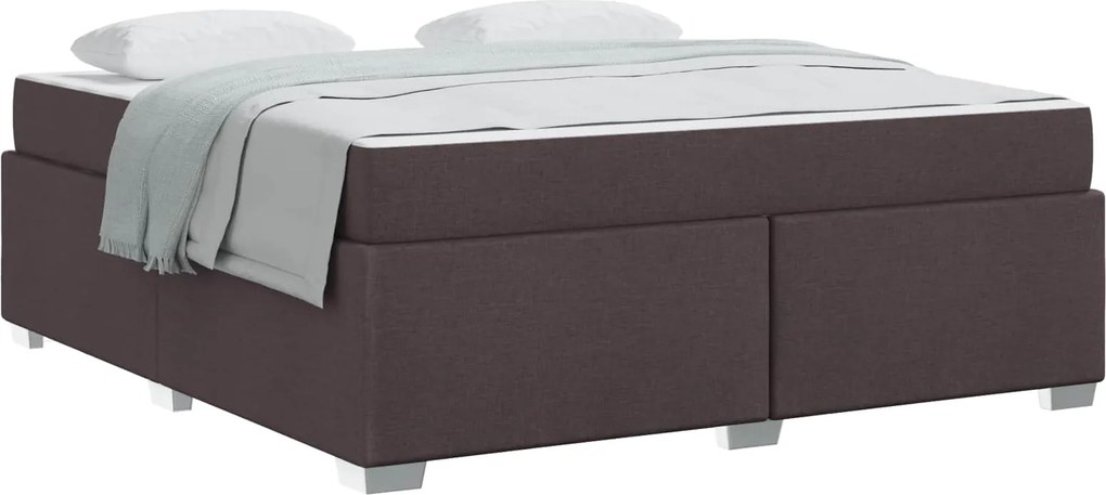 vidaXL Cadru de pat cu saltea Maro închis 180 x 200 cm țesătură