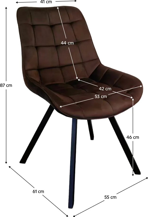 Scaun de sufragerie, ţesătură Velvet maro închis/negru, SAMIRA