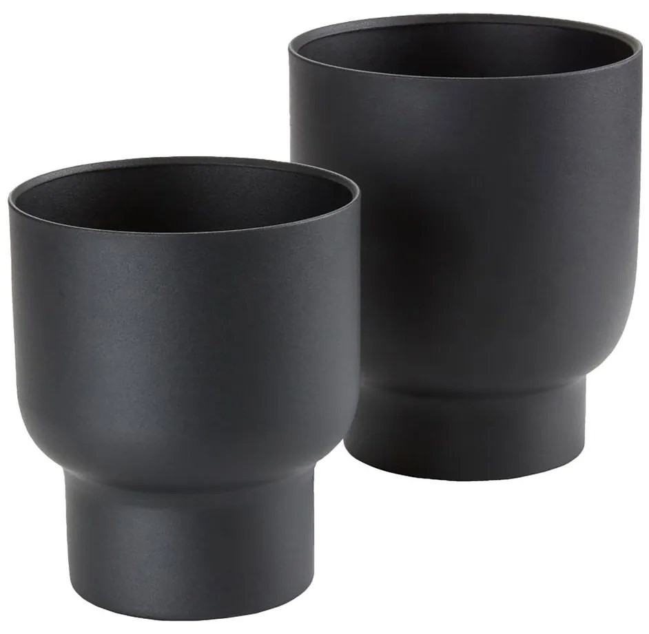 Fulda Ghivece de flori, metal, negru, 2pcs