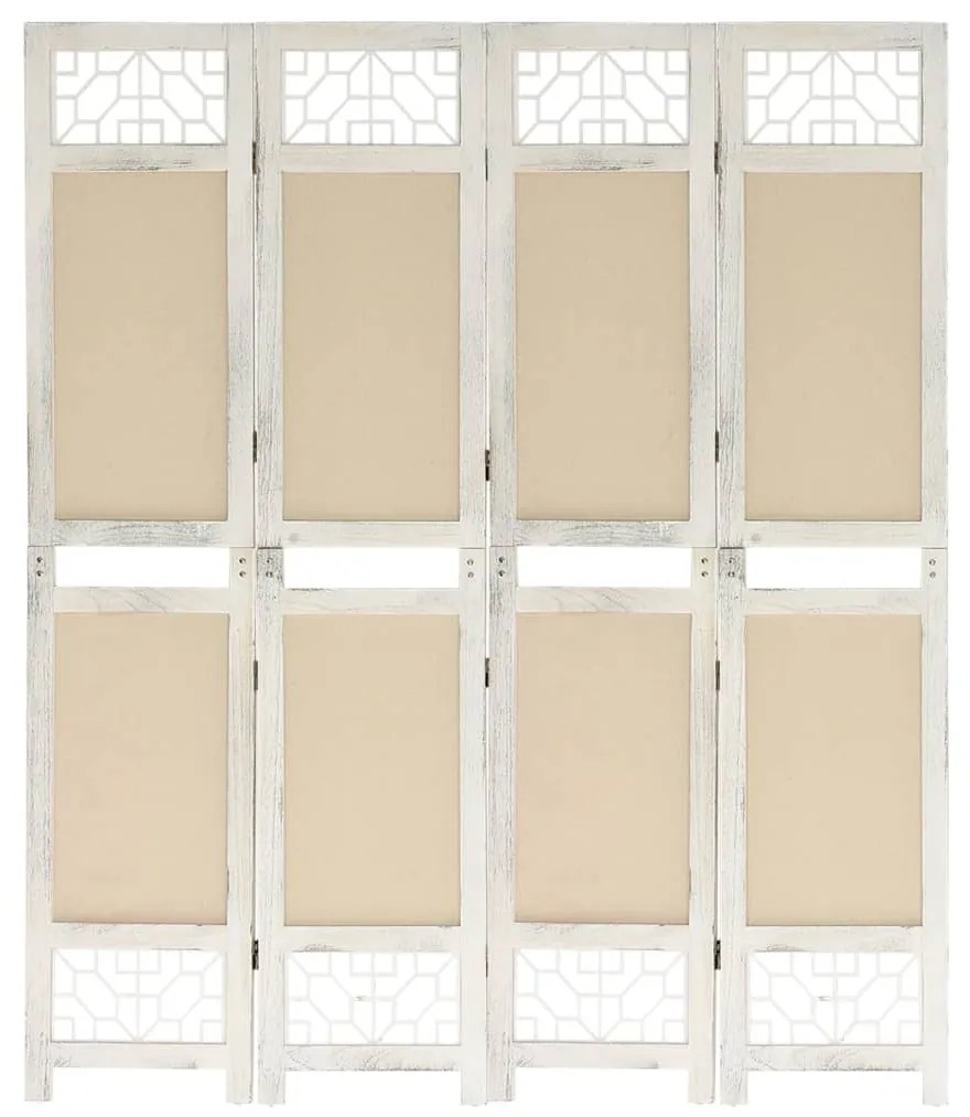 vidaXL Paravan de cameră cu 4 panouri, crem, 140x165 cm, textil