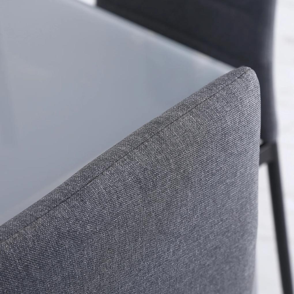 Set 4 scaune bucatarie HOMCOM, cadru metal cu tapiterie efect de in, gri 41x50x97cm | Aosom RO