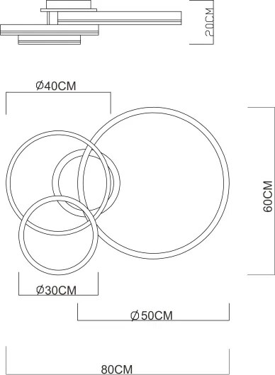 Globo 67260-72 - Plafonieră LED dimabilă RUBIO 72W/230V 2700-6000K 60x80 cm+telecomandă