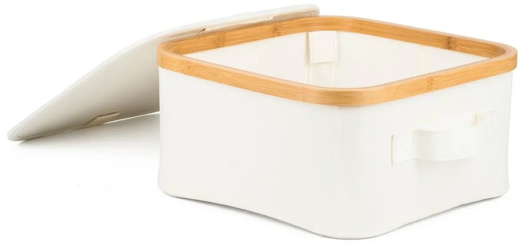 Cutie de depozitare G21 30 x 30 x 15 cm, dinbambus cu capac, bej