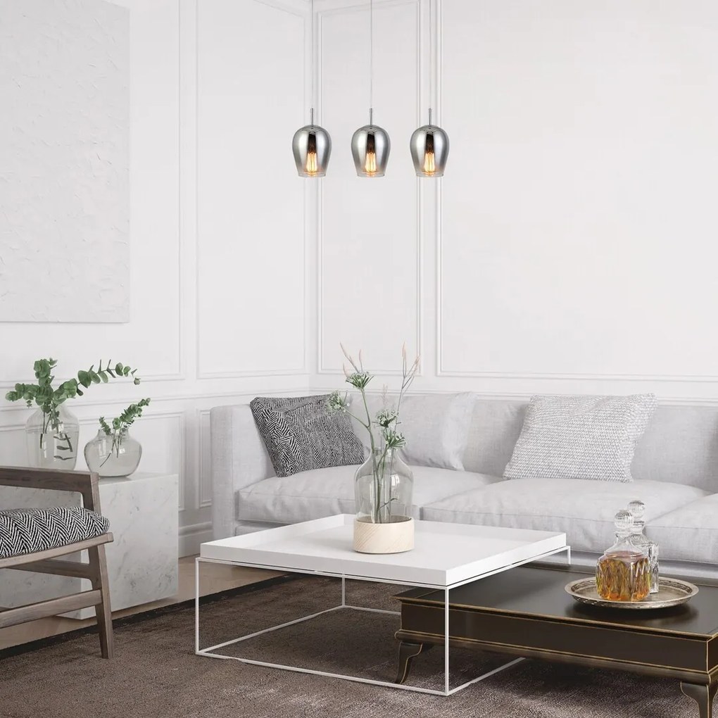 Lustra / Pendul design modern Petunia crom/fumuriu
