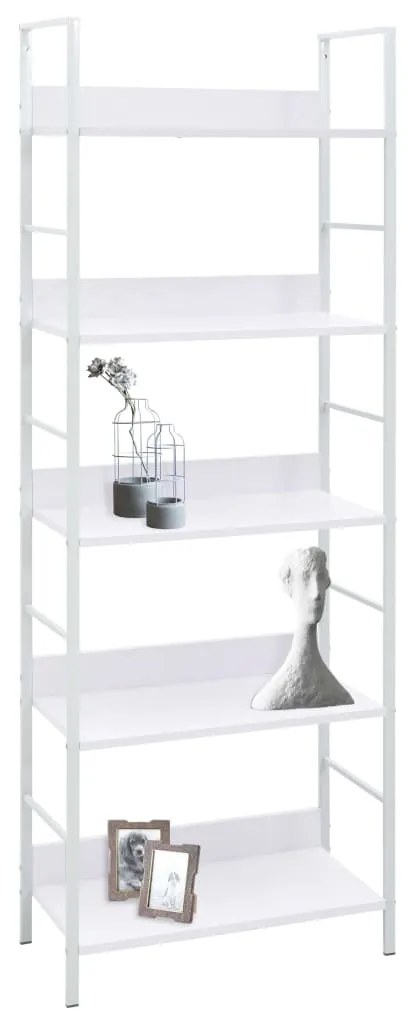 288228 vidaXL Etajeră cărți 5 rafturi, alb, 60x27,6x158,5 cm, lemn prelucrat
