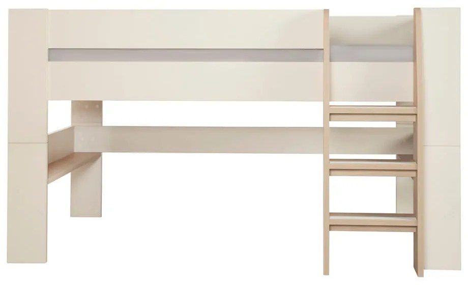 Pat pentru copii bej înalt fără somieră 90x200 cm Loft – Roba