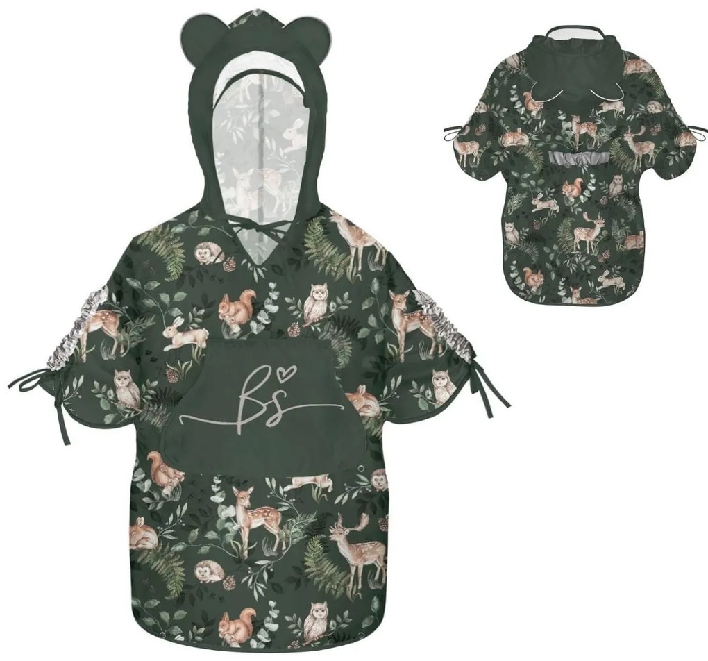 Pelerina de Ploaie pentru Copii, Poncho pentru ploaie 1,5-8 ani ,   Animals Garden Dark