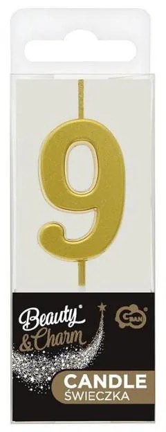 Numere Metallic auriu, Lumânare cifră aurie, lumânare tort cifra 9