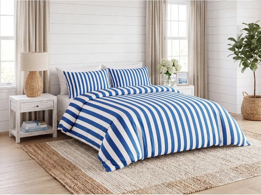 Lenjerie de pat din bumbac ANNEFLEUR KOBALT albastru Dimensiune lenjerie de pat: 2 ks 60 x 70 cm | 240 x 200 cm