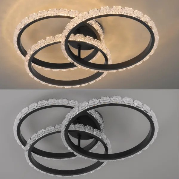 JUST LIGHT. 14734-18 - Plafonieră LED GLITRA LED/37W/230V, Ø 50 cm, neagră