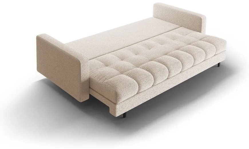 Canapea bej extensibilă, cu spațiu de depozitare cu tapițerie din țesătură bouclé 222 cm Bali – Cosmopolitan Design