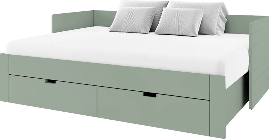 Patul extensibil, verde-gri, 90/180x200, ANTONY