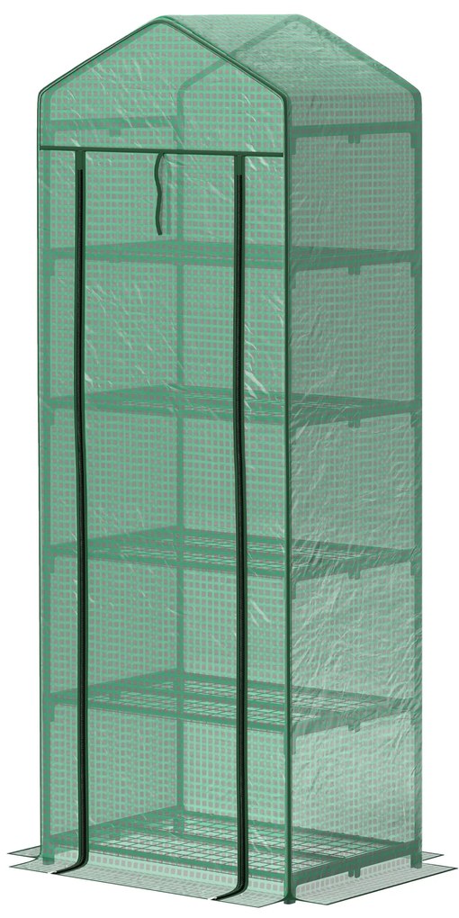 Outsunny Seră de grădină balcon raft seră 5 nivele 0,69 x 0,49 x 1,93 m oțel folie detasabilă PE verde | Aosom Romania
