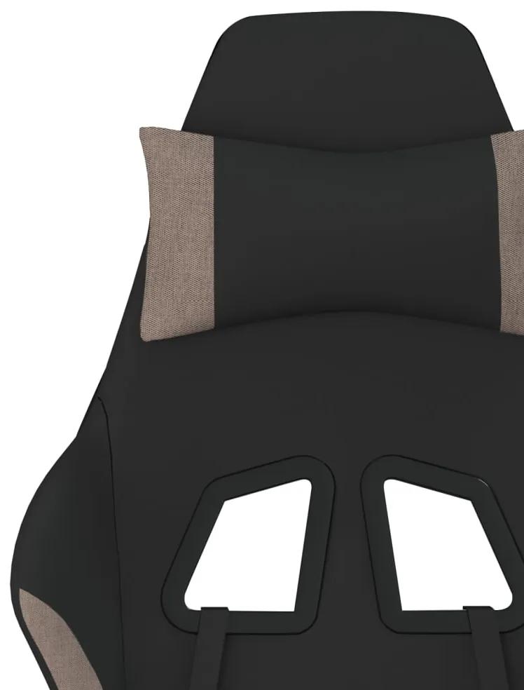 Scaun de gaming cu masaj suport picioare, negru   taupe, textil 1, Gri taupe, Cu suport de picioare