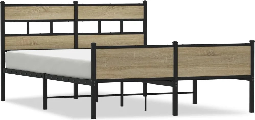 vidaXL Cadru pat fără saltea stejar sonoma, 140x190 cm, lemn prelucrat