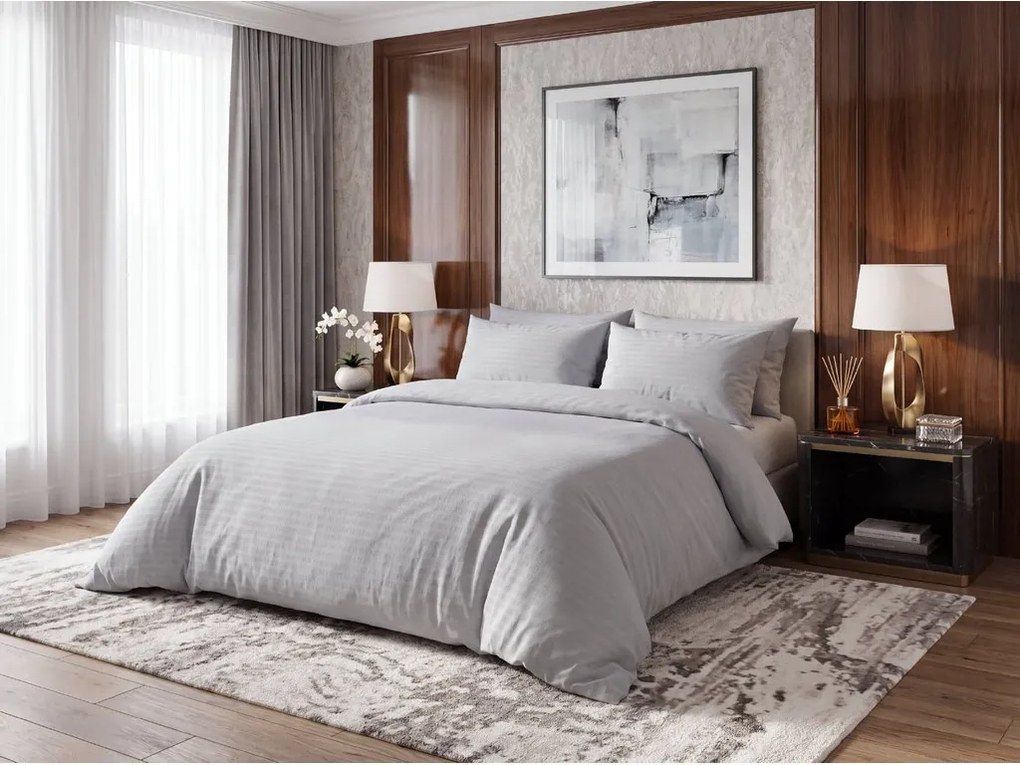 Lenjerie de pat din crep DENYX BLEND gri, buzunar hotelier Dimensiune lenjerie de pat: 70 x 90 cm | 140 x 200 cm